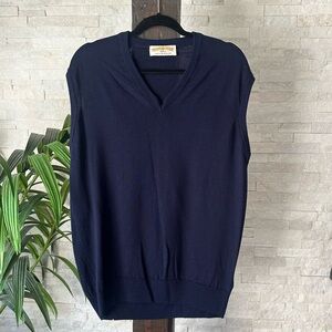 James Pringle Weavers Navy Blue New Wool Lambswool Vest Size L
